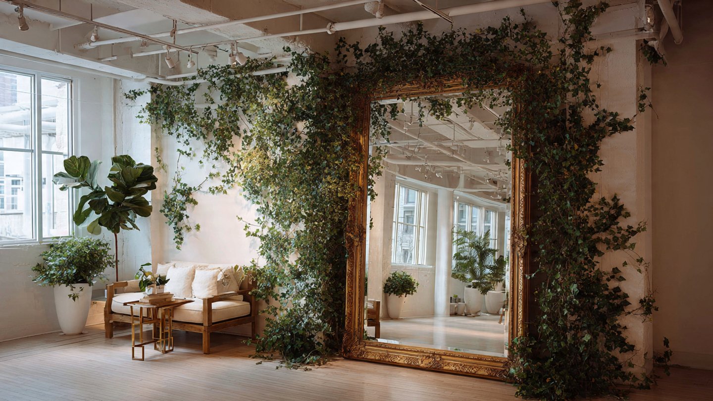 How to Decorate a Large Mirror with Ivy Vines